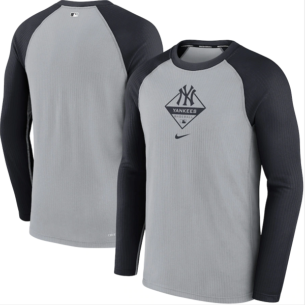 Men's New York Yankees Gray/Navy Long Sleeve T-Shirt